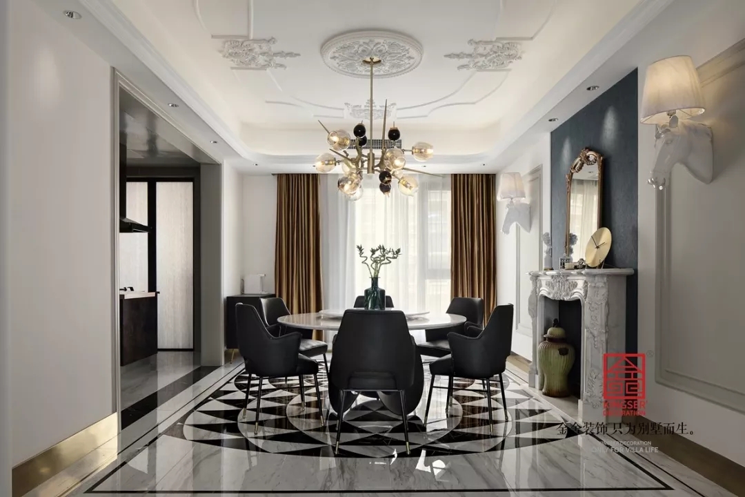 天山九峯210平米輕奢風(fēng)格裝修實景