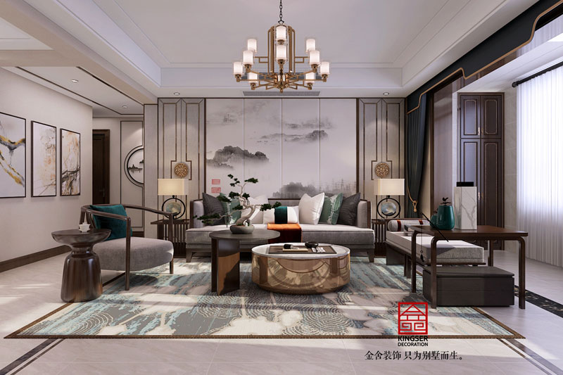 國賓壹號(hào)新中式風(fēng)格裝修效果圖-客廳